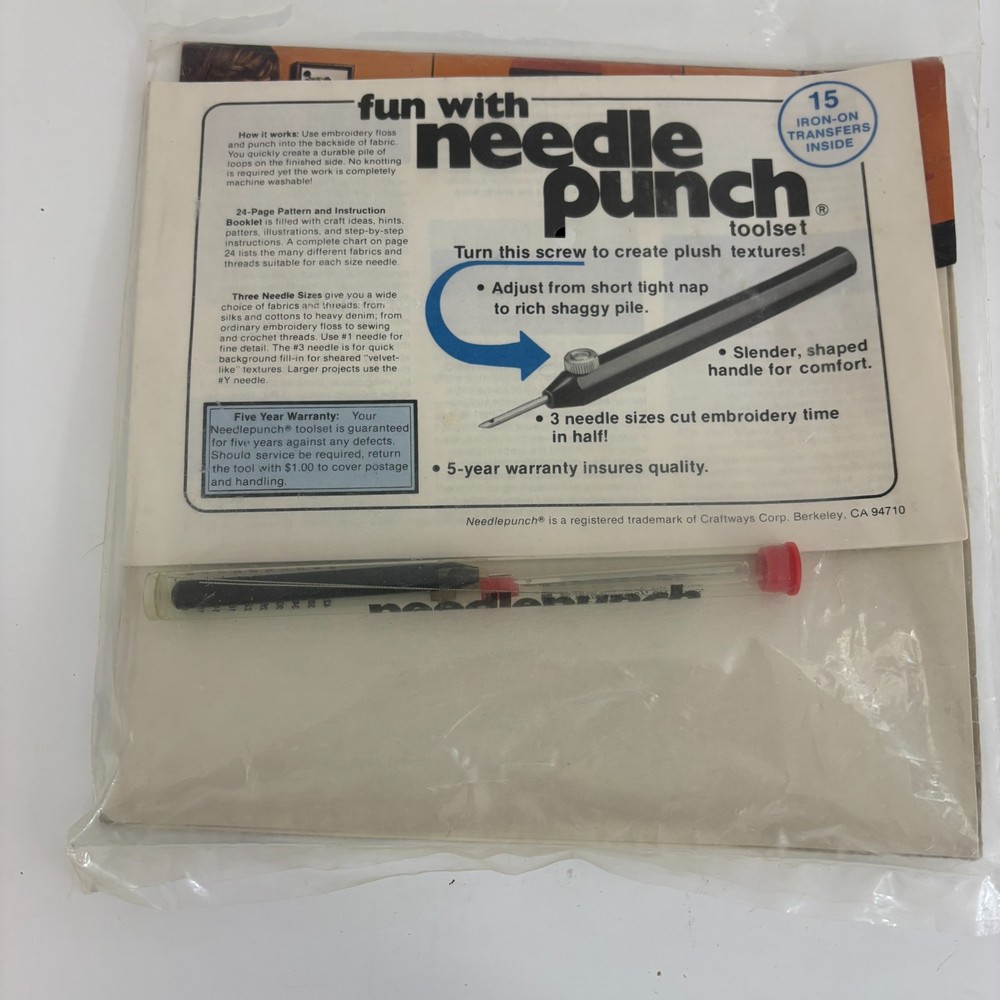 Needle Punch Toolset No. 101 1977 New + Patterns & Instructions