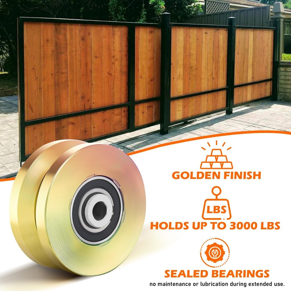 4" Heavy-Duty V-Groove Slide Gate Wheel – Solid V-Track Wheel with Double