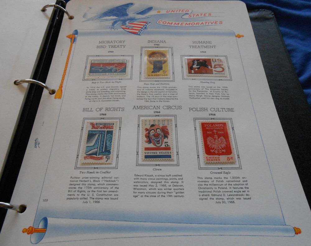 WHITE ACE COMMEMORATIVE STAMPS OF THE UNITED STATES ALBUM WITH DUST COVER & BOX