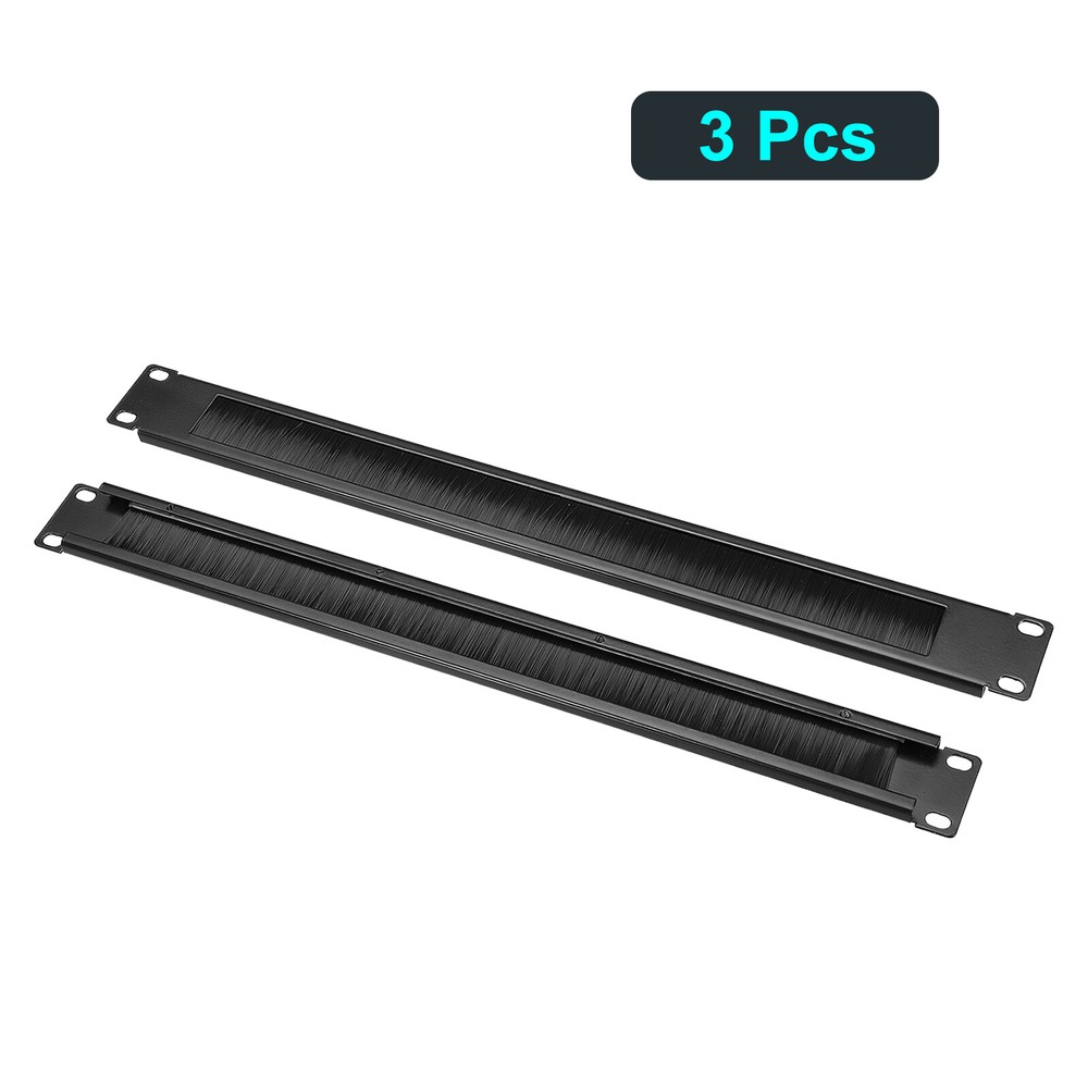 3PCS Brush Cable Manager 1U Horizontal Rack Mount Cable Management Strip Panel