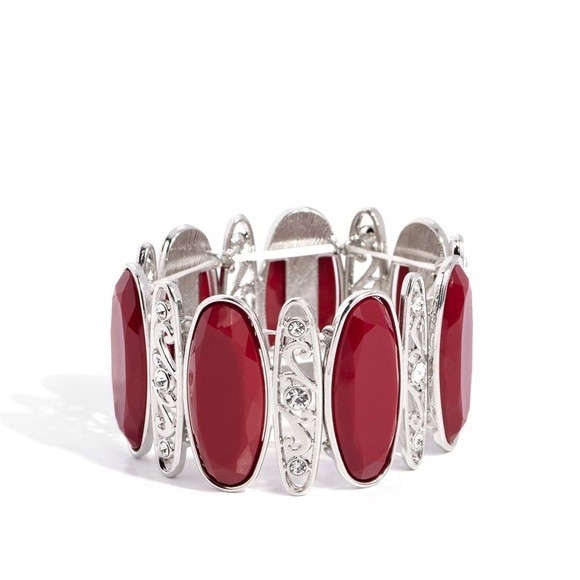 Stunning Ruby Red Silver & Rhinestone Bracelet.