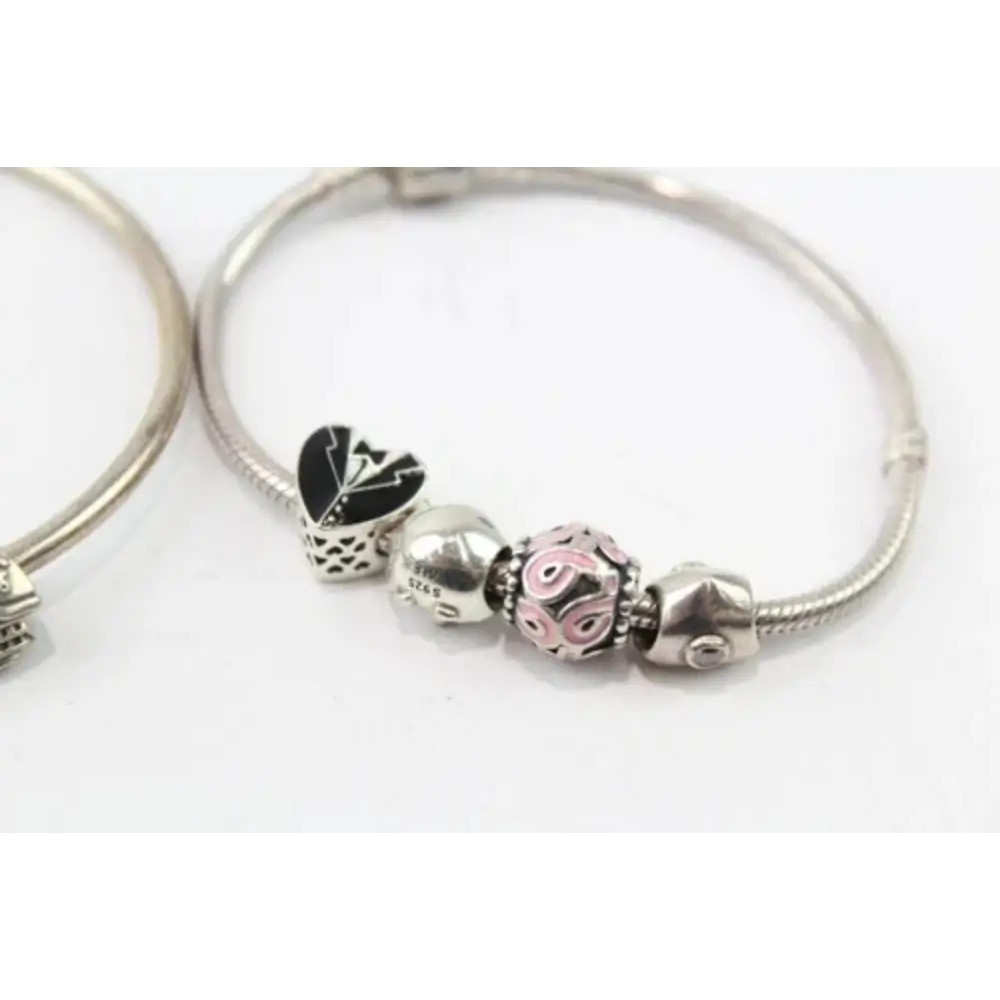 Pandora Sterling Silver Wedding Ship Charm Bangles (2x )(56g)
