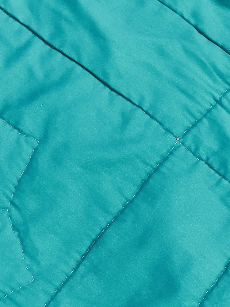 Vintage Handmade Quilt 80x88 Teal Blue Patchwork
