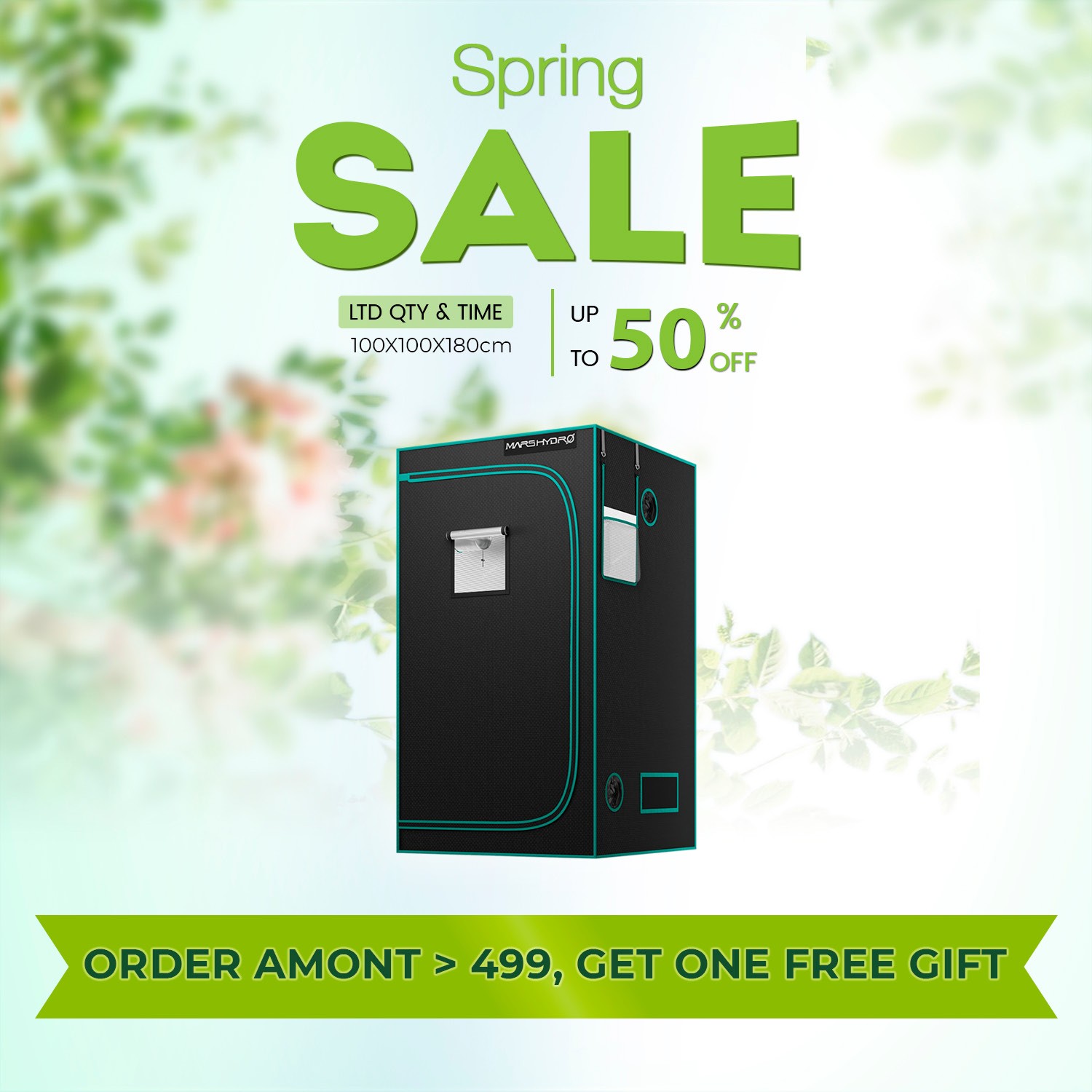 MARS HYDRO Indoor Grow Tent 3.3'x3.3'x6' Light-Proof Tent For Indoor Cabinet