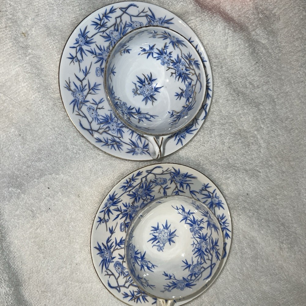 Set Of Two Tea Cups Gold Trim