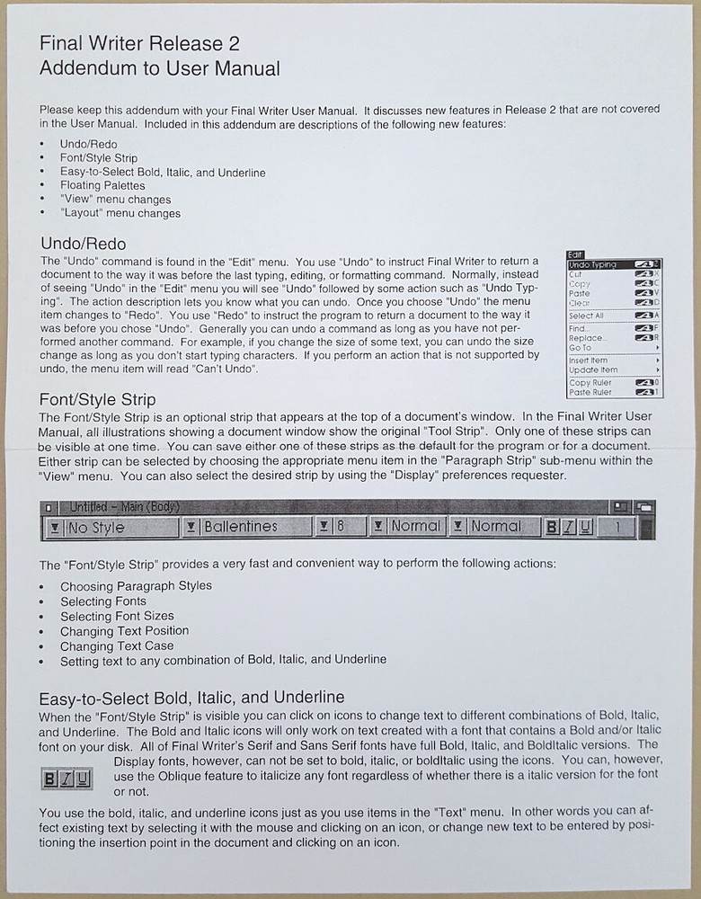 Final Writer Release 2 ©1994 SoftWood Word Processor for Commodore Amiga