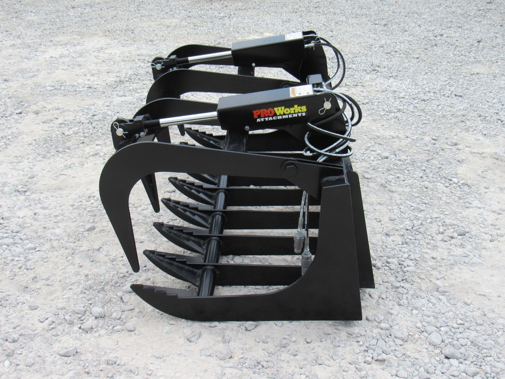60" Root Grapple Bucket and 48"Long Walk Through Pallet Forks Combo Quick Attach