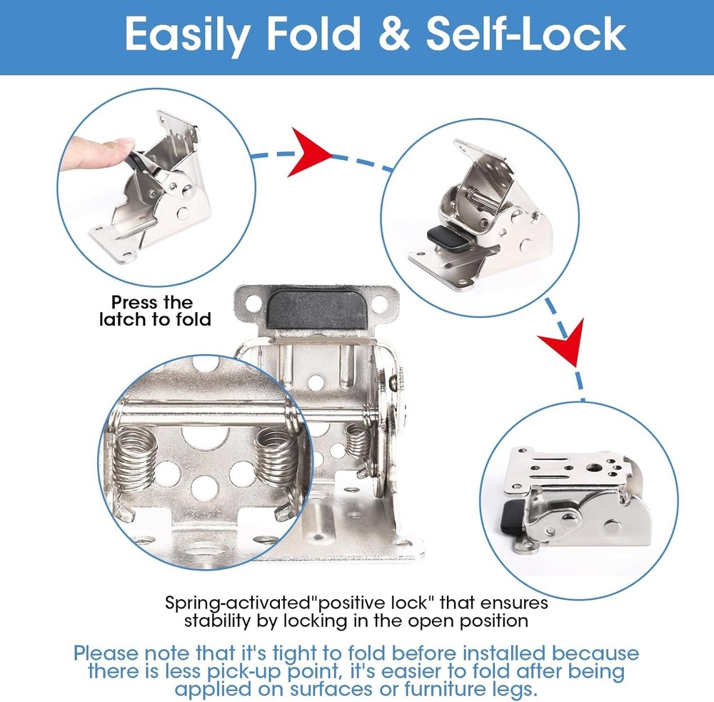 4 Pack Locking Hinge for Folding Leg Brackets,Heavy Duty Folding Brackets 90 ...