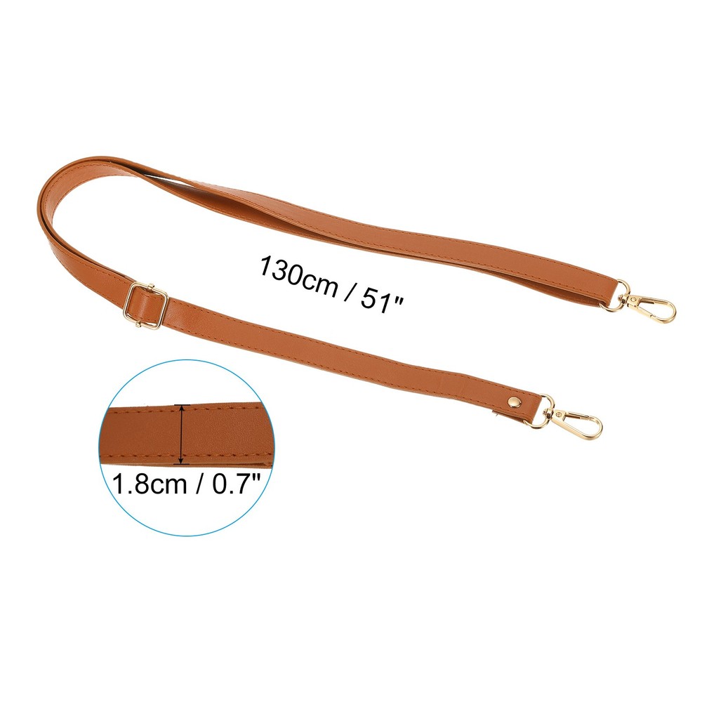 51 Inch Adjustable Leather Purse Strap with Gold Hardware, Brown