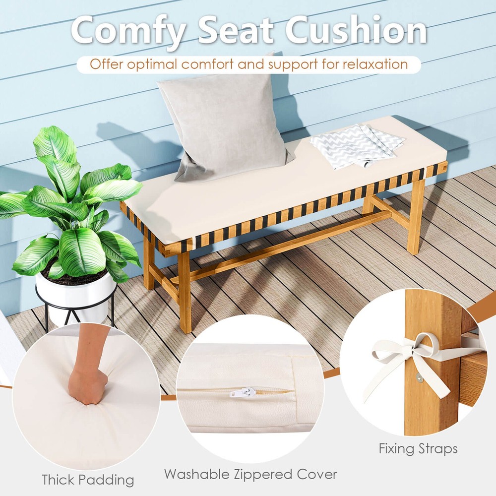3-Piece Patio Dining Set, 2 Benches & Rectangular Table w/1.97” Umbrella Hole