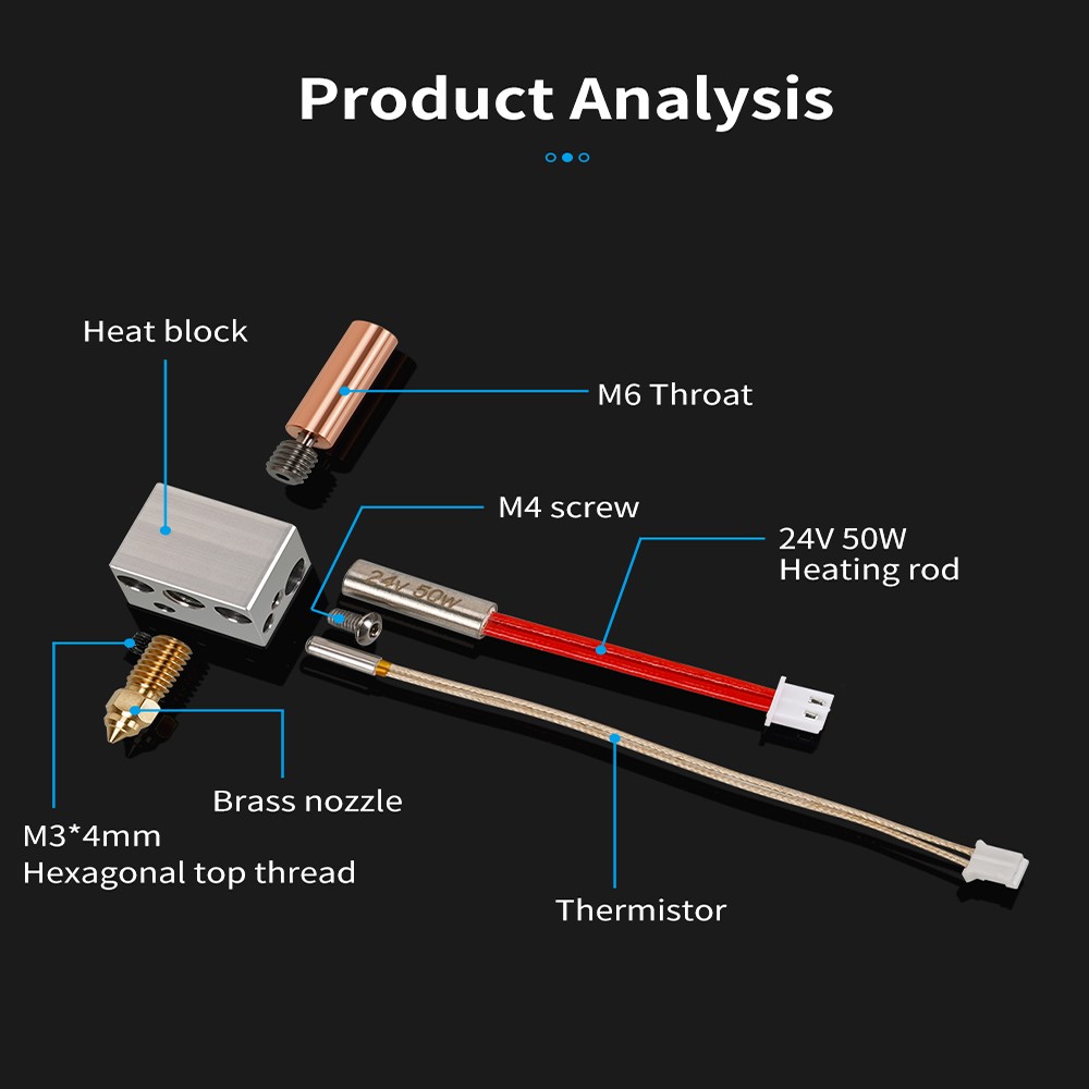 Hotend Kit For Elegoo Neptune 4 3D Printer hot end Extruder Heating Block Kit
