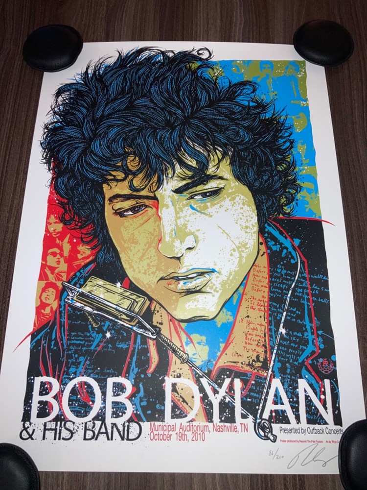 Bob Dylan Official Concert Poster Nashville TN 2010 Signed Numbered Rhys Cooper
