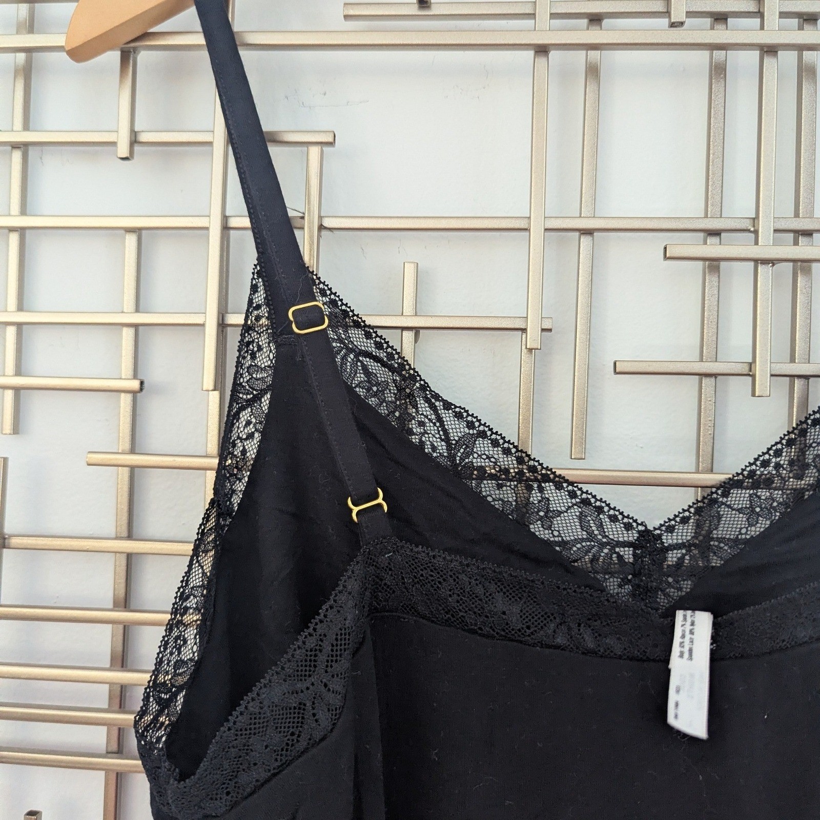 Soma Cool Nights Black Lace Trim Camisole Slip Dress Nightie Chemise Coquette L