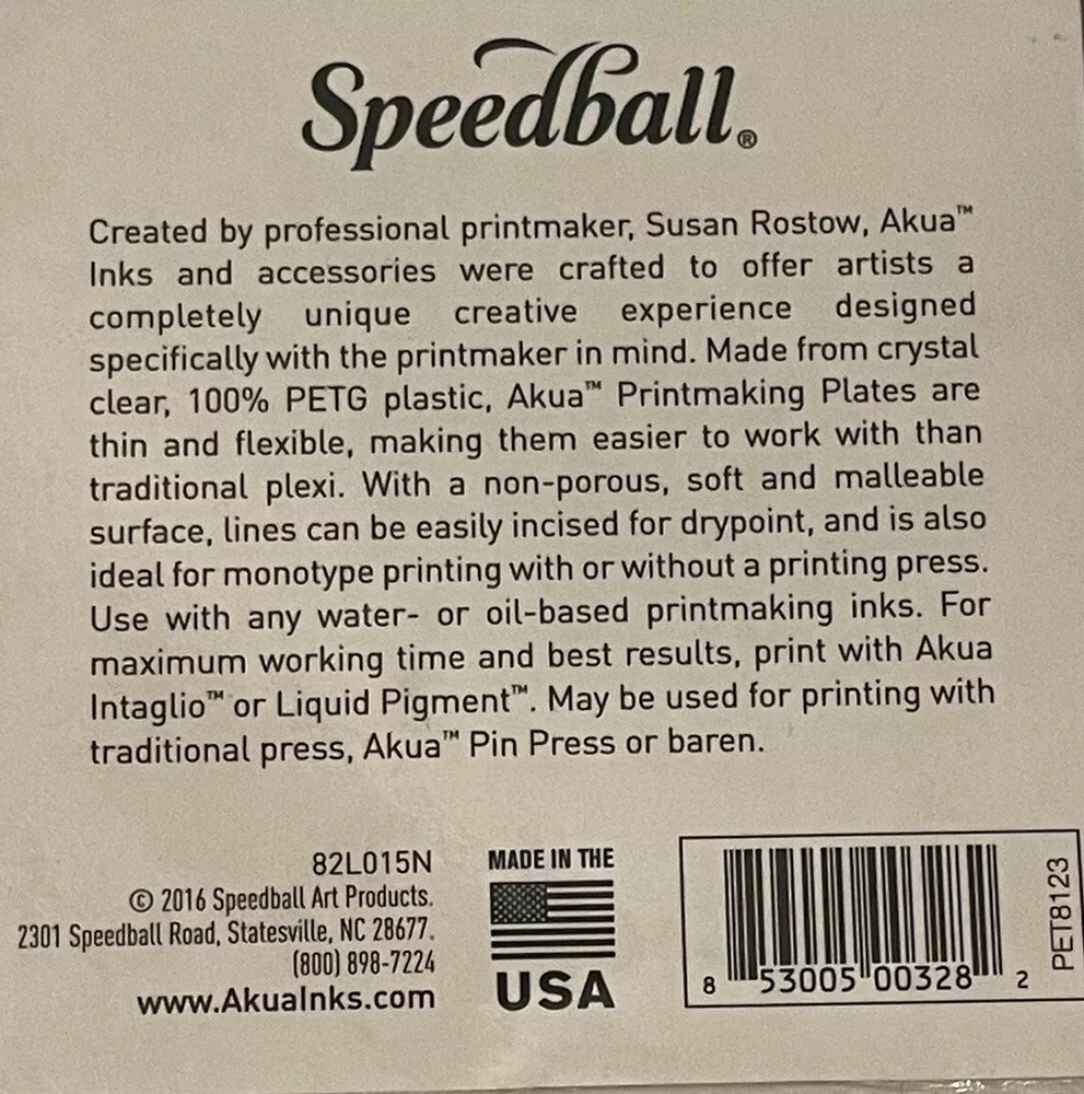 AKUA Printmaking 3 Pack Clear Plate 5” x 7” NEW