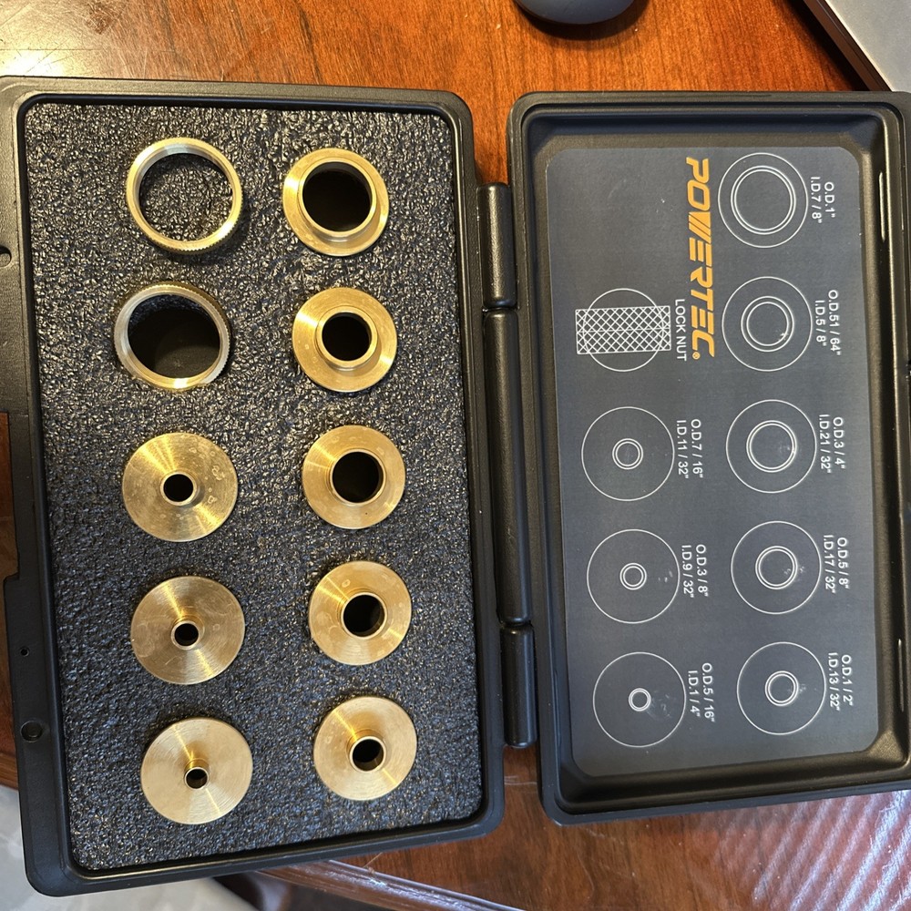 Powertec Brass Router Bushing Set 10 Pieces