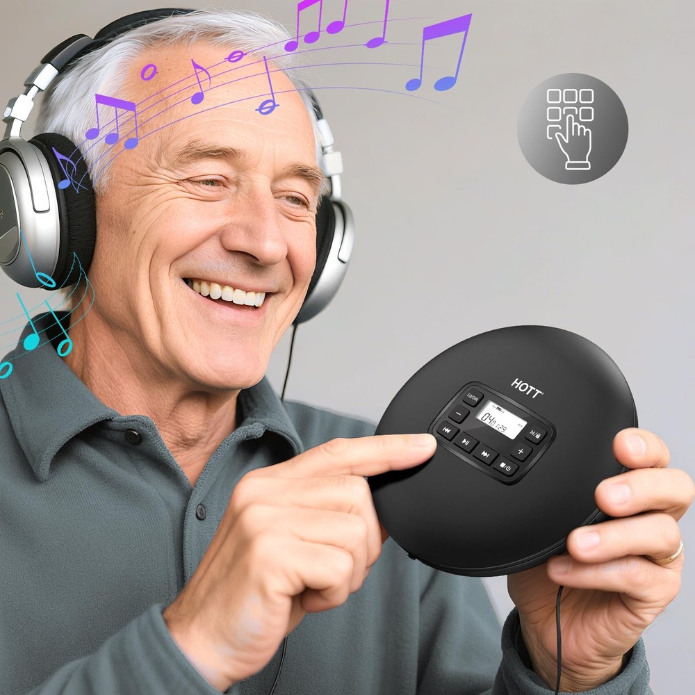 C204 Basic Portable CD Player with Anti-Skip Protection - AA Battery Powered,...