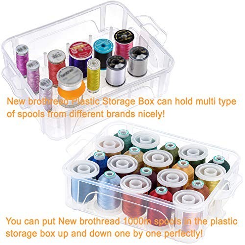80 Spools 500m Embroidery Machine Thread Set with Clear Storage Box - Compatible