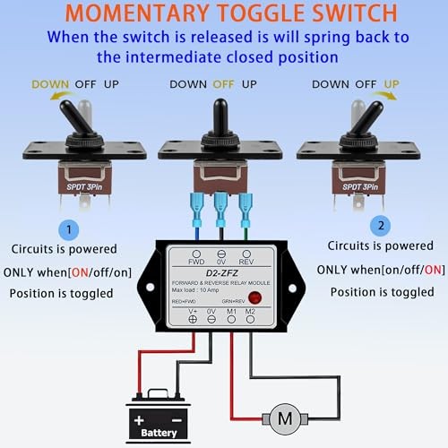 12V DC Relay Module,Forward and Reverse Relay Module,with Waterproof DPDT