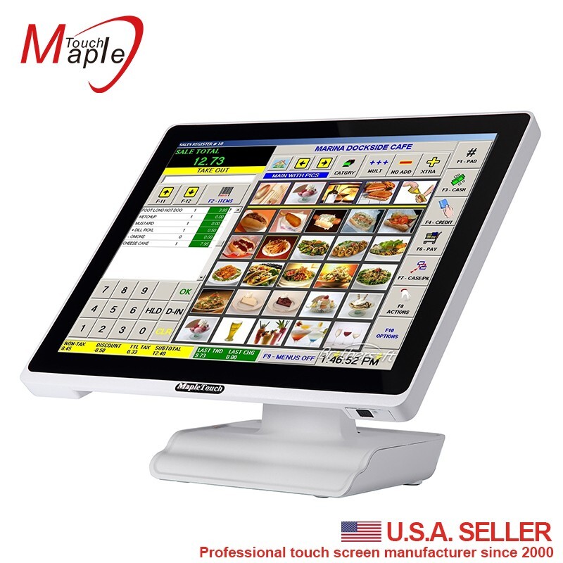 White POS system touch computer all in one J1900/4G/64SSD