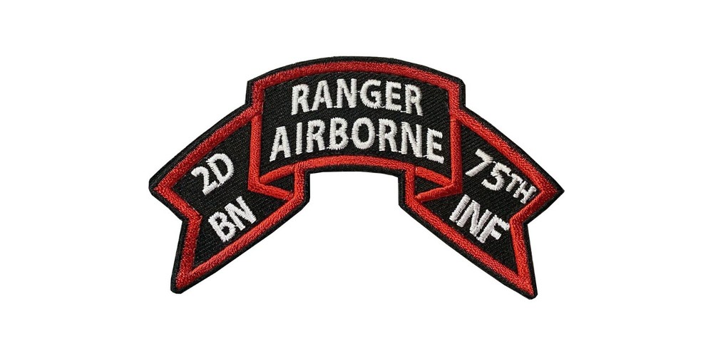 2nd BN Ranger Scroll (old style) Hook & Loop  - 4" x 2 3/8" - Merrowed Edge 2-75