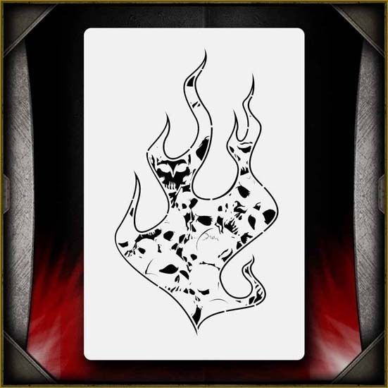 Skull Flames Hell Fire 1 Airbrush Stencil Template Airsick