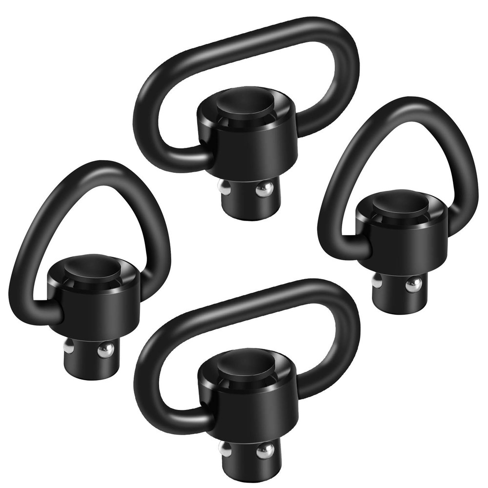 Bengor 4 Pack QD Sling Swivels, 1.25" Loop + D-Loop Quick-Disconnect black
