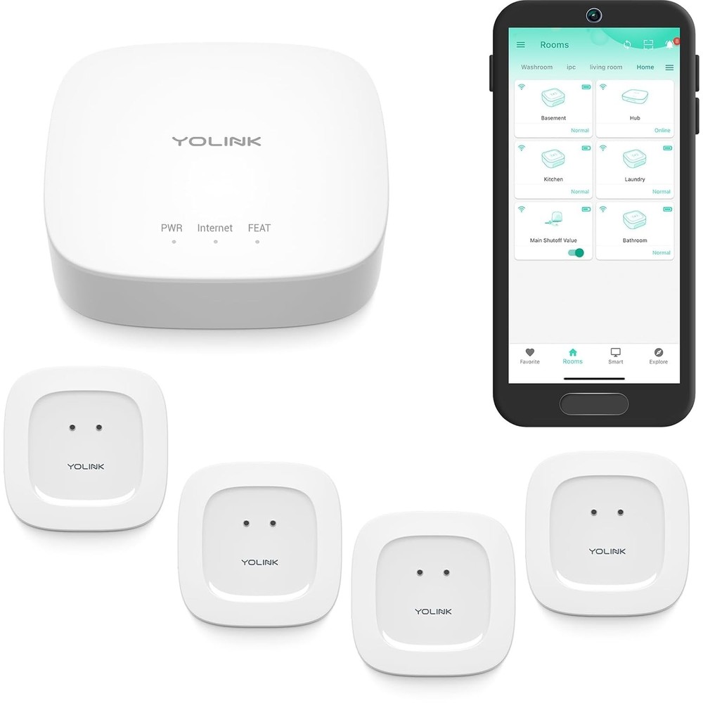 Wireless Water Leak Detection System, Hub Included