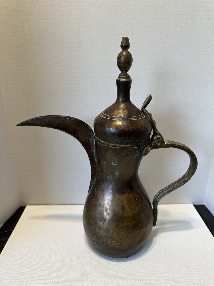 VTG Brass Stamped Large Middle Eastern Dallah Aribic Coffee Pot