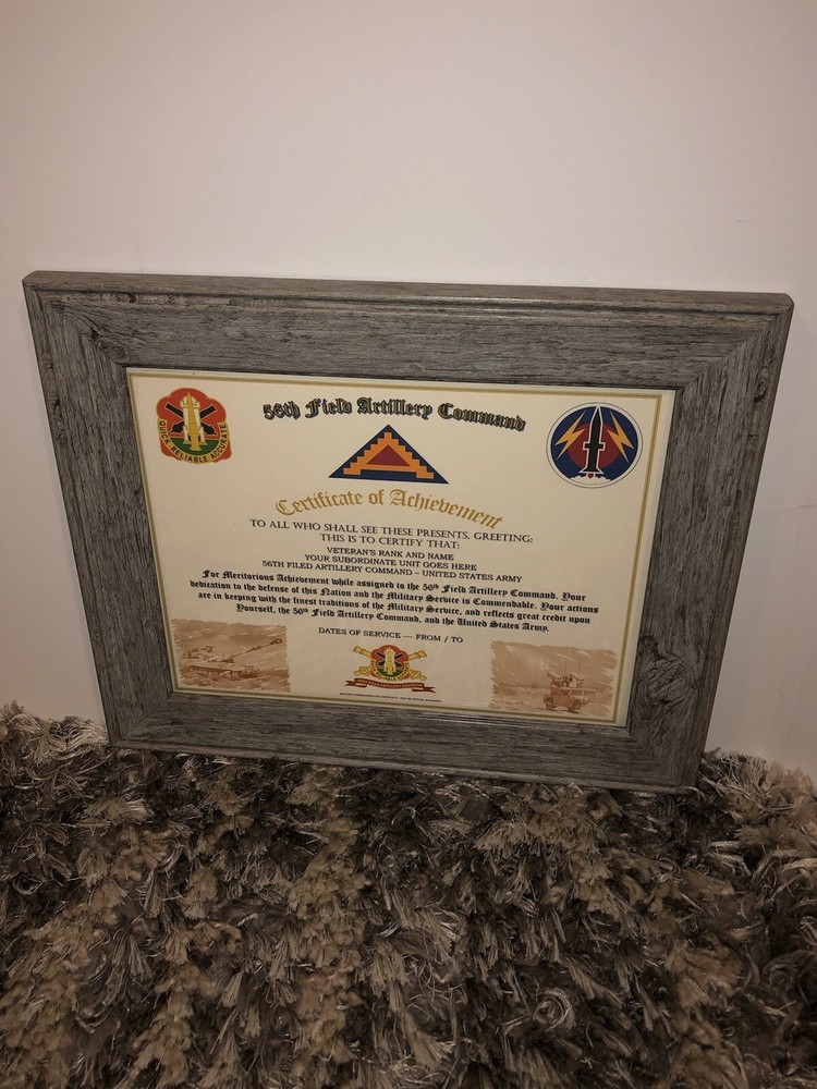 56TH FIELD ARTILLERY COMMAND / BRIGADE - COA / (COMMEMORATIVE CERTIFICATE)
