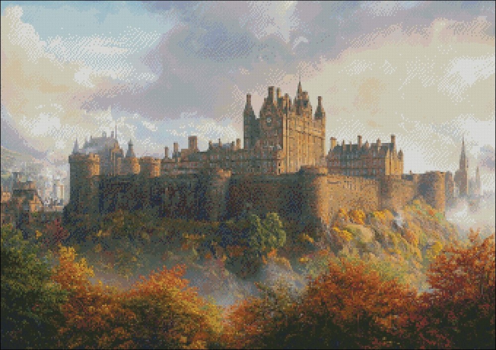 Edinburgh Castle - DIY Chart Counted Cross Stitch Patterns Needlework DMC Color