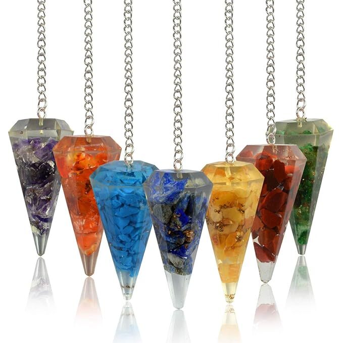 Natural 7 Chakra Dowser Pendulum Orgone Crystal Stone Dowser Pendulum Dowsing