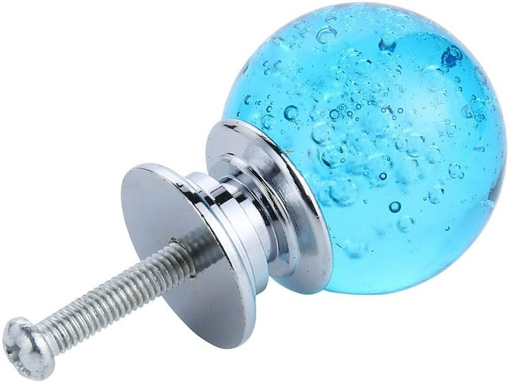 IEIK10 PCS Crystal Cabinet Knobs Azure Blue Round Glass Bubbles Knobs Smooth ...