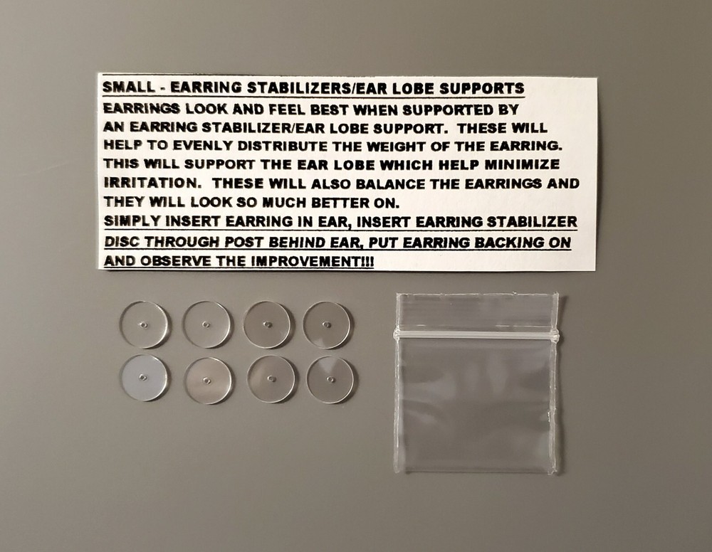 RARE SMALLER EARRING STABILIZERS PROTECTORS ROUND PLASTIC DISCS SUPPORT BACKS