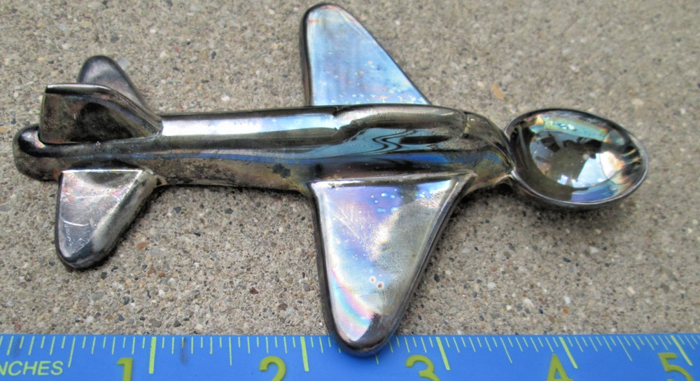 Silverplate? Airplane Shaped Sturdy Baby Spoon with Storage Pouch Unbranded
