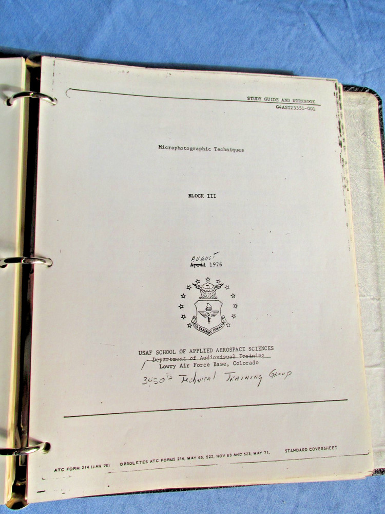 1976 USAF School of Applied Technical Training Manuals Micrographic techniques