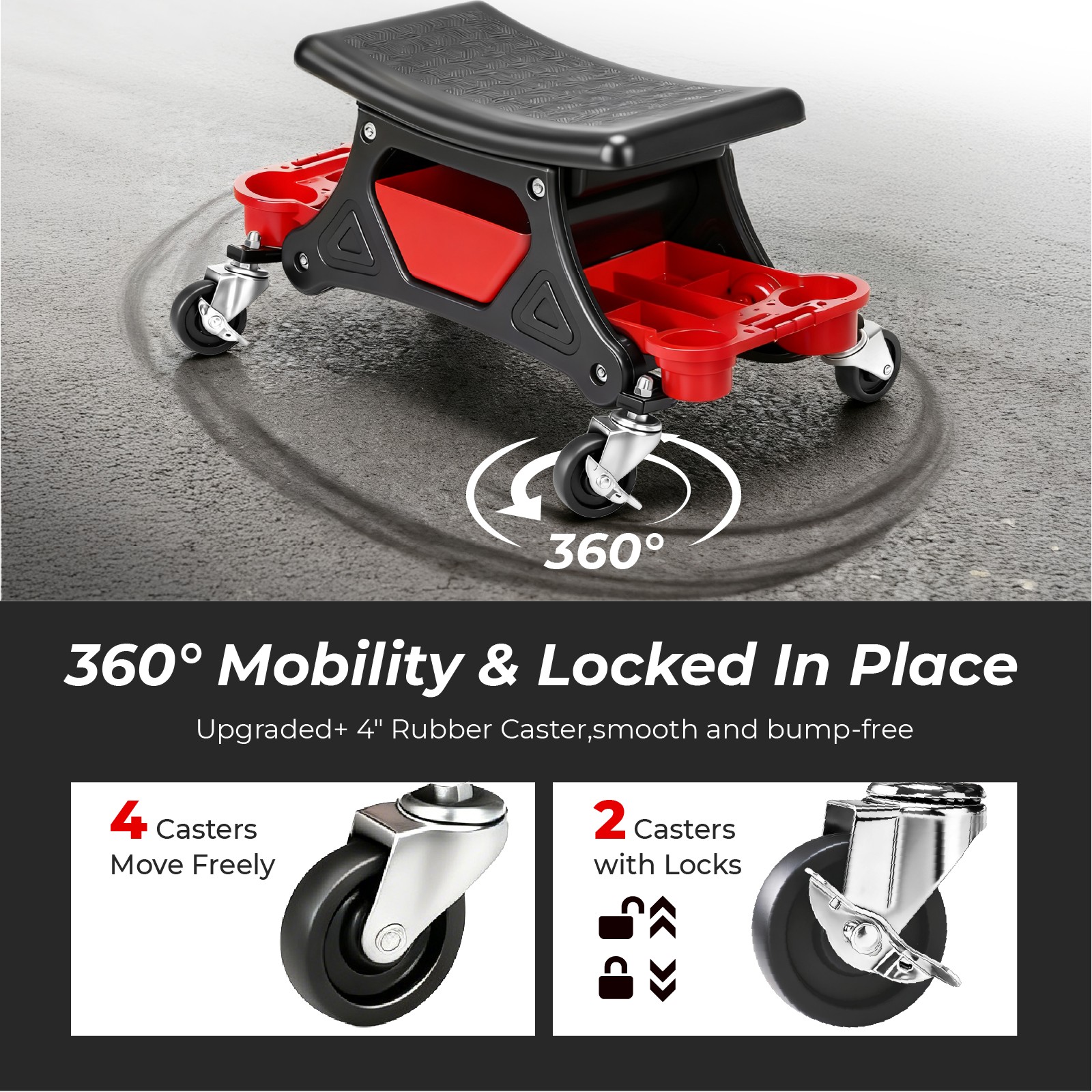 300lb Rolling Shop Stool w/ Tool Storage Mechanic Roller Seats & Creepers