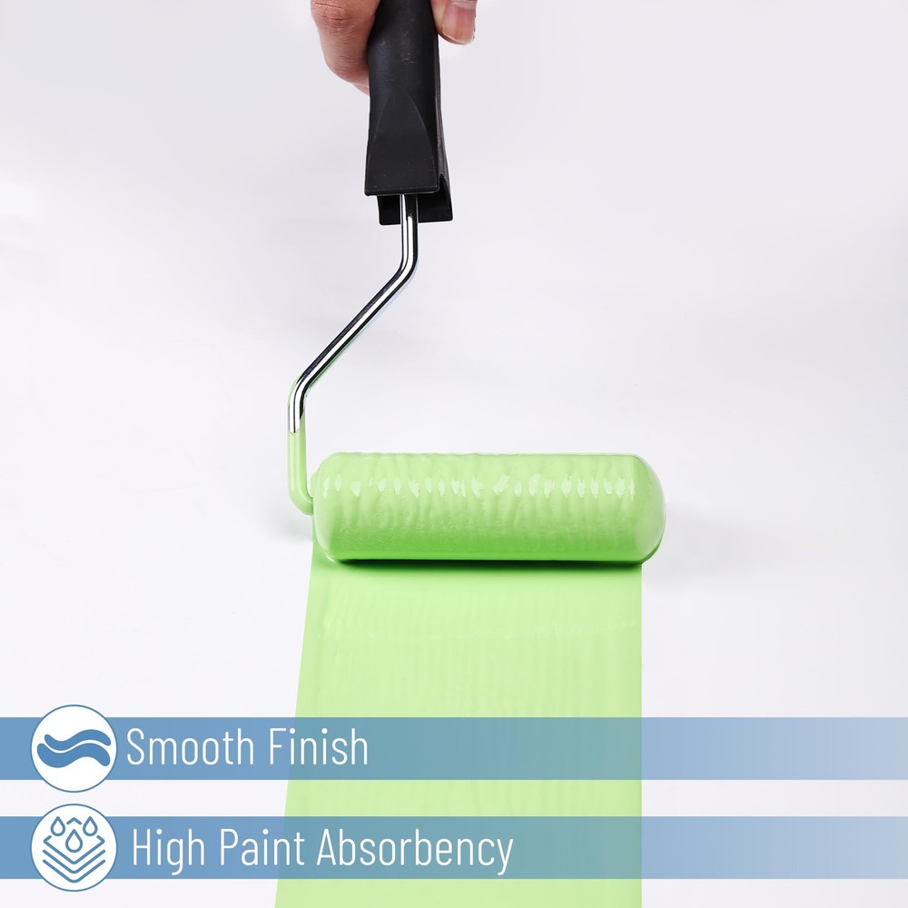 Paint Roller 4 Inch Paint Roller Frame with 2 Pcs High-Quality Foam Covers