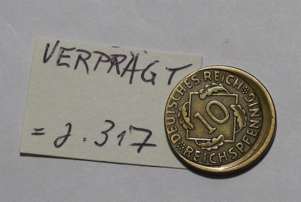🧭 🇩🇪 GERMANY ERROR COIN WEIMAR OFF CENTRE B88 #K1228