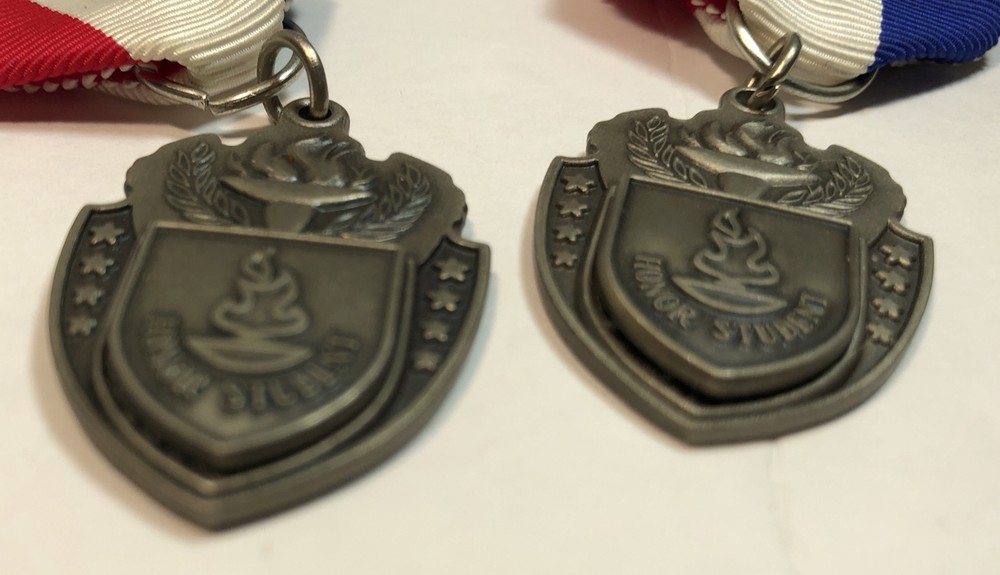 TWO HONOR STUDENT MEDALS PEWTER