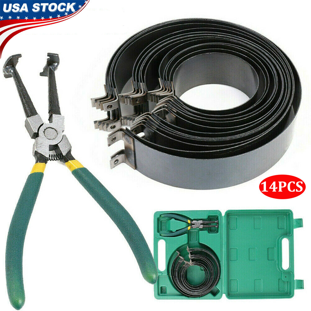 Motorcycle Piston Ring Compressor Cylinder Installer Tool Kit w/ Pliers &14 Band