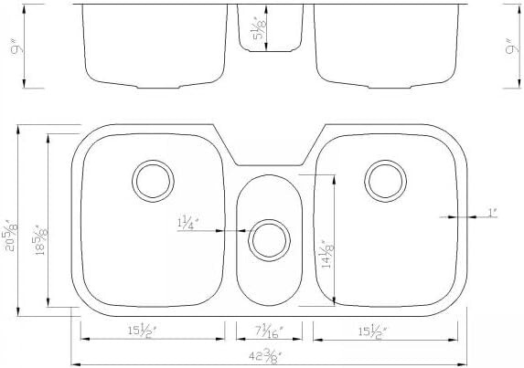 Triple Bowl Commercial Grade 16 Gauge Stainless Steel Undermount Kitchen Sink