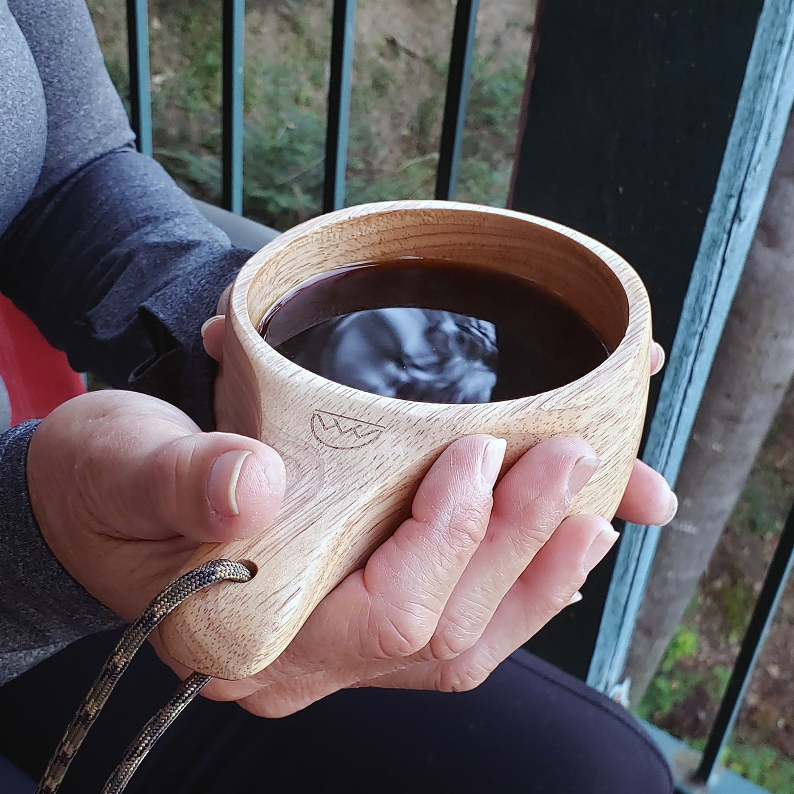 "Kyrre" Carved Nordic Kuksa - Solid Wood Camp Mug & Spoon Set