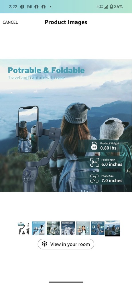 COMITOK L7C Pro, Gimbal stabilizer for iPhone, Phone Stabilizer for Video...