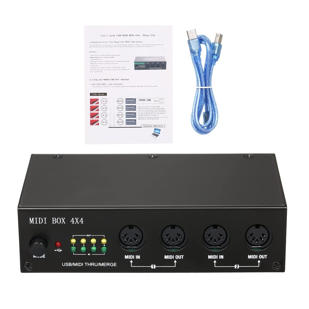 MIDI Interface USB MIDI Interface MIDI Box 4X4 devices for music 4 IN /4 Out ...