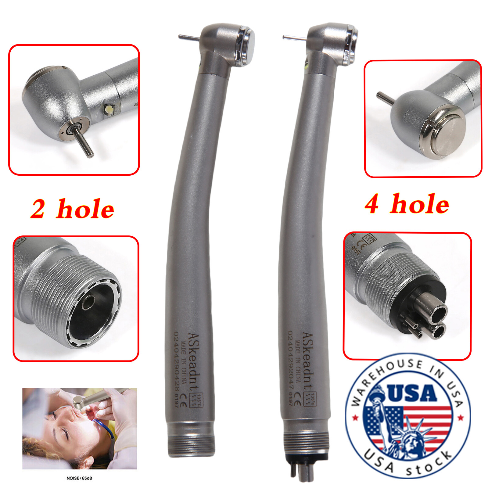 NSK Style Dental Fiber Optic LED E-generator high speed handpiece 2 Hole 4 Hole