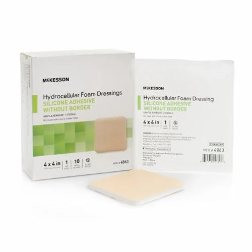Silicone Foam Dressing McKesson 4 X 4 Inch Square Silic