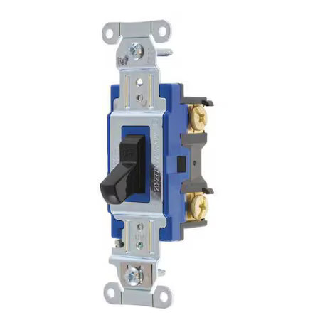 Bryant 4801Bblk Wall Switch, 15A, Black, 1-Pole Type, Toggle