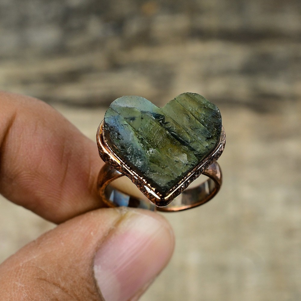 Labradorite Copper Sister Gift Electroformed Adjustable Ring Size Adjustable