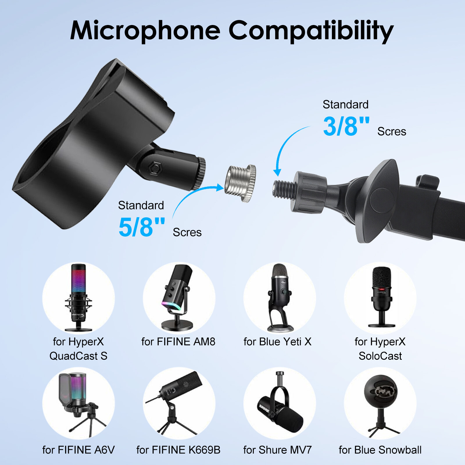 Microphone Boom Arm with Desk Mount 360° Rotatable Adjustable Studio Mic Stand