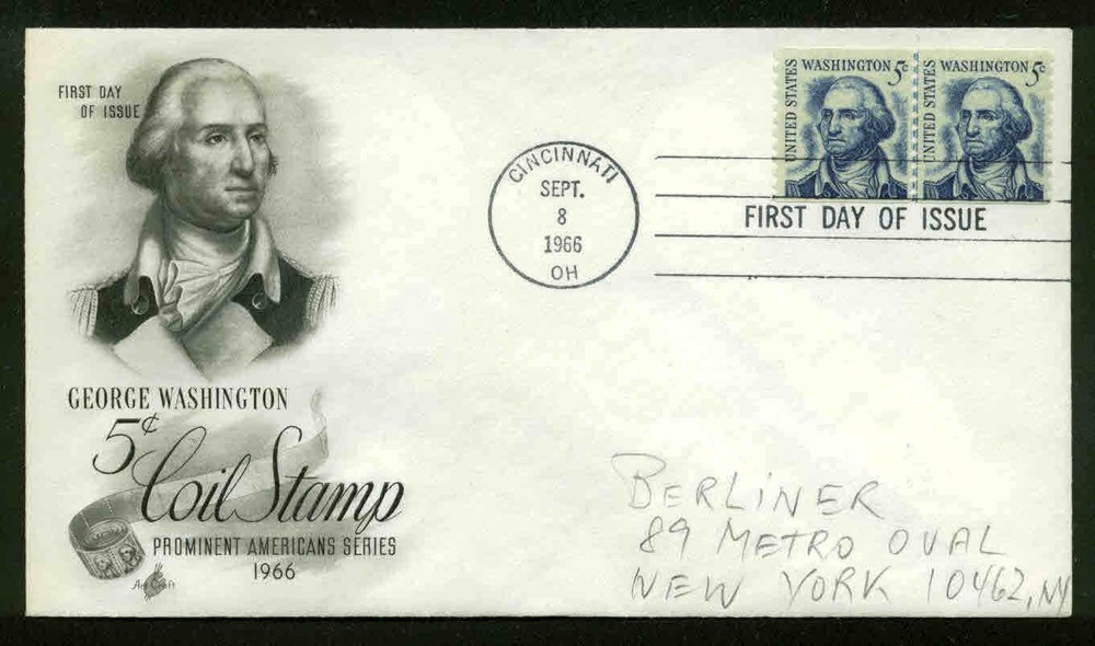 1304 LINE PAIR WASHINGTON FDC CINCINNATI, OH ART CRAFT CACHET